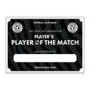 Personalised Football Club Certificates - Player's Player Of The Match Custom Design (9 Colours)