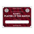 Personalised Football Club Certificates - Player's Player Of The Match Custom Design (9 Colours)