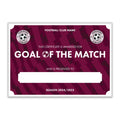 Personalised Football Club Certificates - Goal Of The Match Custom Design (9 Colours)