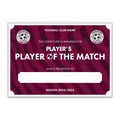 Personalised Football Club Certificates - Player's Player Of The Match Custom Design (9 Colours)