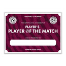 Personalised Football Club Certificates - Player's Player Of The Match Custom Design (9 Colours)
