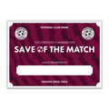 Personalised Football Club Certificates - Save Of The Match Custom Design (9 Colours)