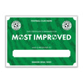 Personalised Football Club Certificates - Most Improved Player Custom Design (9 Colours)