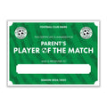 Personalised Football Club Certificates - Parent's Player Of The Match Custom Design (9 Colours)
