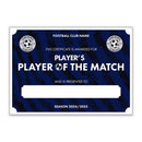 Personalised Football Club Certificates - Player's Player Of The Match Custom Design (9 Colours)