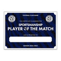 Personalised Football Club Certificates - Sportsmanship Player Of The Match Custom Design (9 Colours)