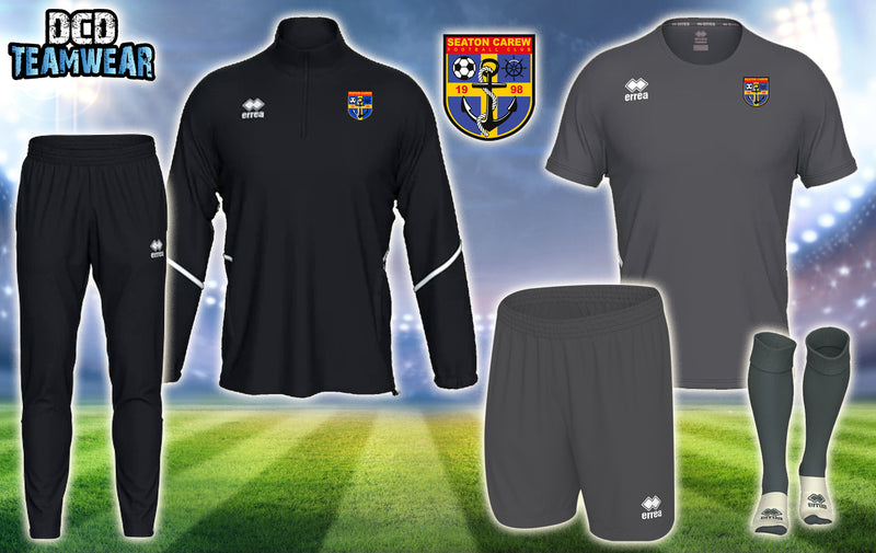 Seaton Carew FC Errea Marvin, Manfred & Myron Bundle - JUNIORS Black and Anthracite