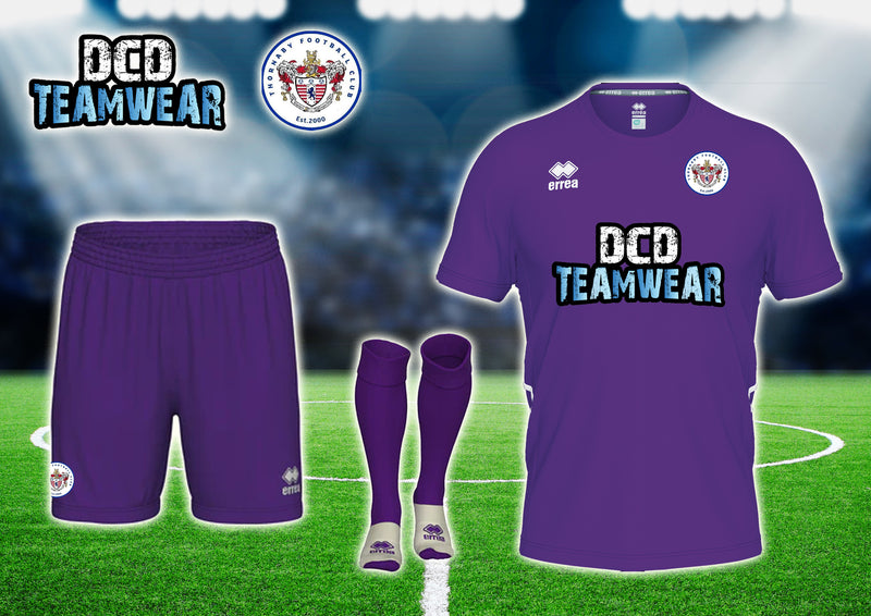 Thornaby FC Errea Marvin Replica Away Playing Bundle - ADULT (Purple)