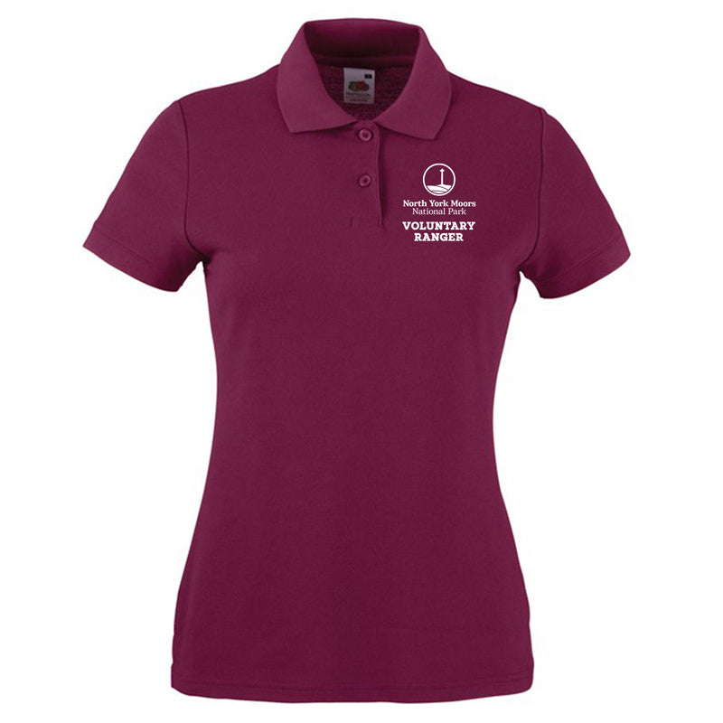 North York Moors National Park VOLUNTARY RANGER Burgundy Ladies Polo SS505