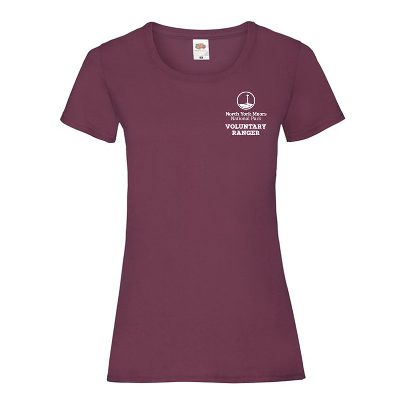 North York Moors National Park VOLUNTARY RANGER Burgundy Ladies Tee SS050