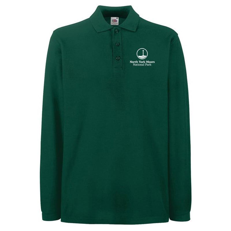 North York Moors National Park PLAIN LOGO Long Sleeved GREEN Unisex Polo SS258