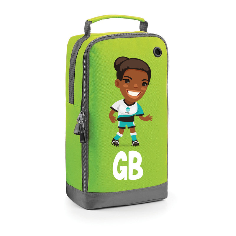 BG540 Personalised Girls Football Boot Bag Design 3 Green