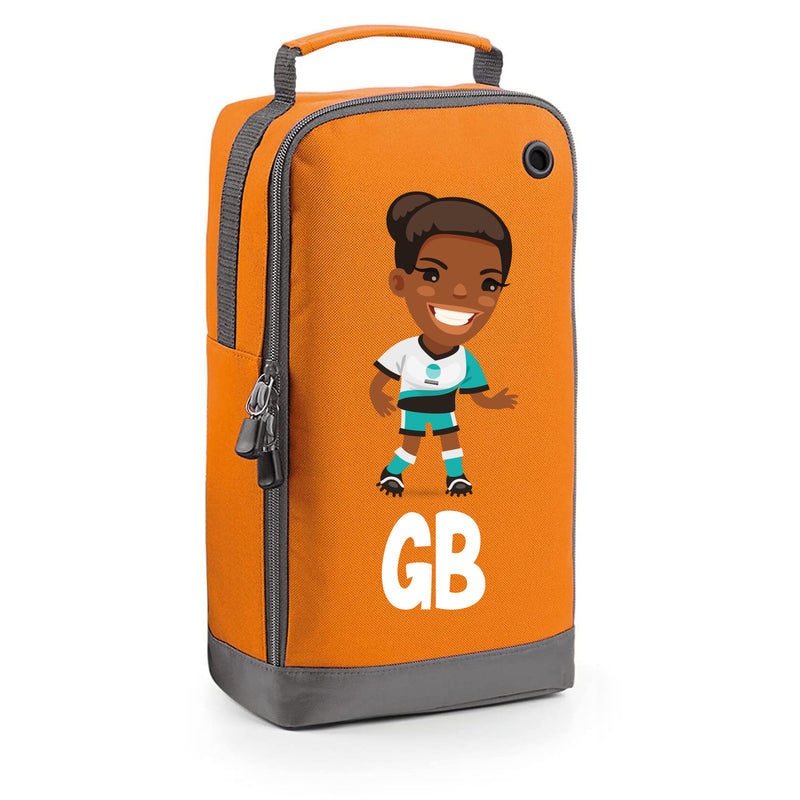 BG540 Personalised Girls Football Boot Bag Design 3 Orange