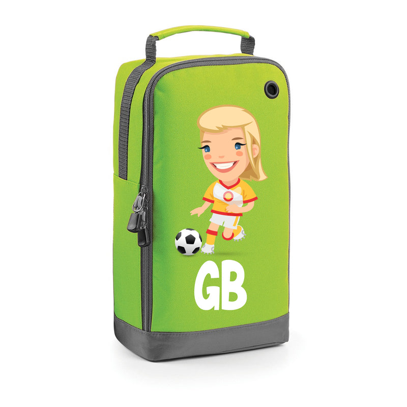 BG540 Personalised Girls Football Boot Bag Design 4 Green
