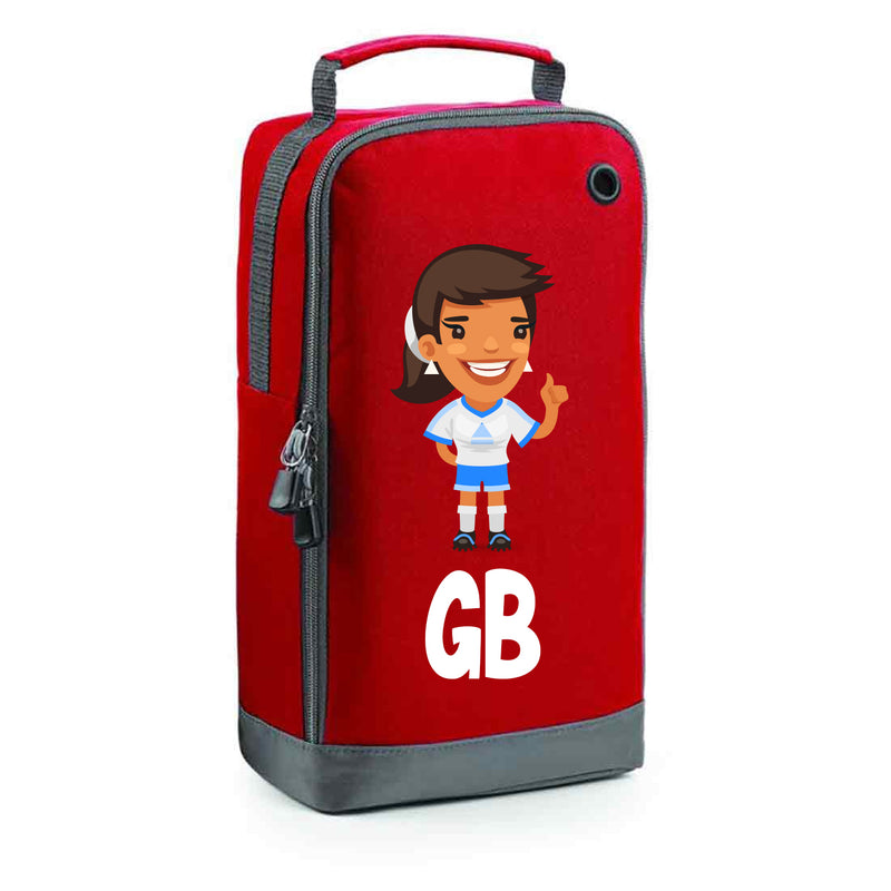 BG540 Personalised Girls Football Boot Bag Design 6 Red