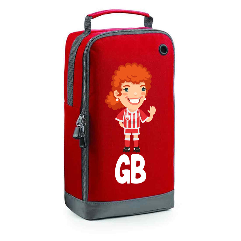 BG540 Personalised Girls Football Boot Bag Design 8 Red