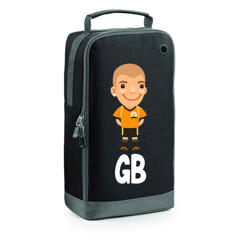 BG540 Personalised Boys Football Boot Bag Design 1 Black