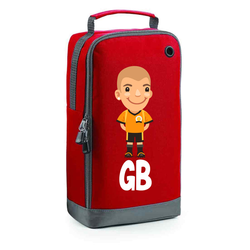 BG540 Personalised Boys Football Boot Bag Design 1 Red