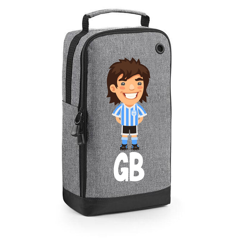 BG540 Personalised Boys Football Boot Bag Design 2 Grey