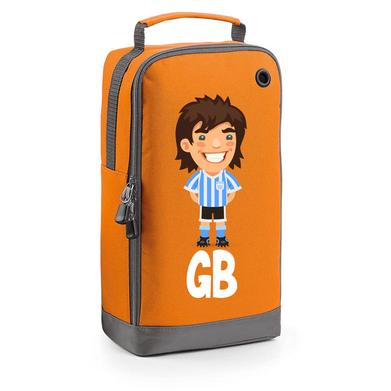BG540 Personalised Boys Football Boot Bag Design 2 Orange