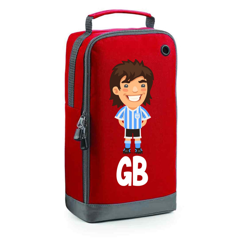 BG540 Personalised Boys Football Boot Bag Design 2 Red