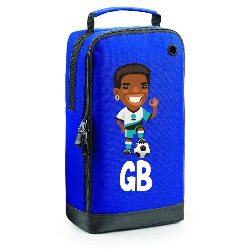 BG540 Personalised Boys Football Boot Bag Design 3 Blue