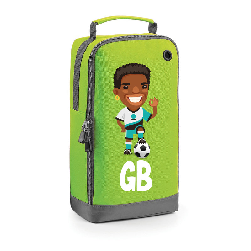 BG540 Personalised Boys Football Boot Bag Design 3 Green