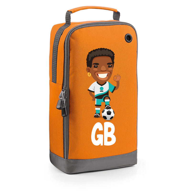 BG540 Personalised Boys Football Boot Bag Design 3 Orange