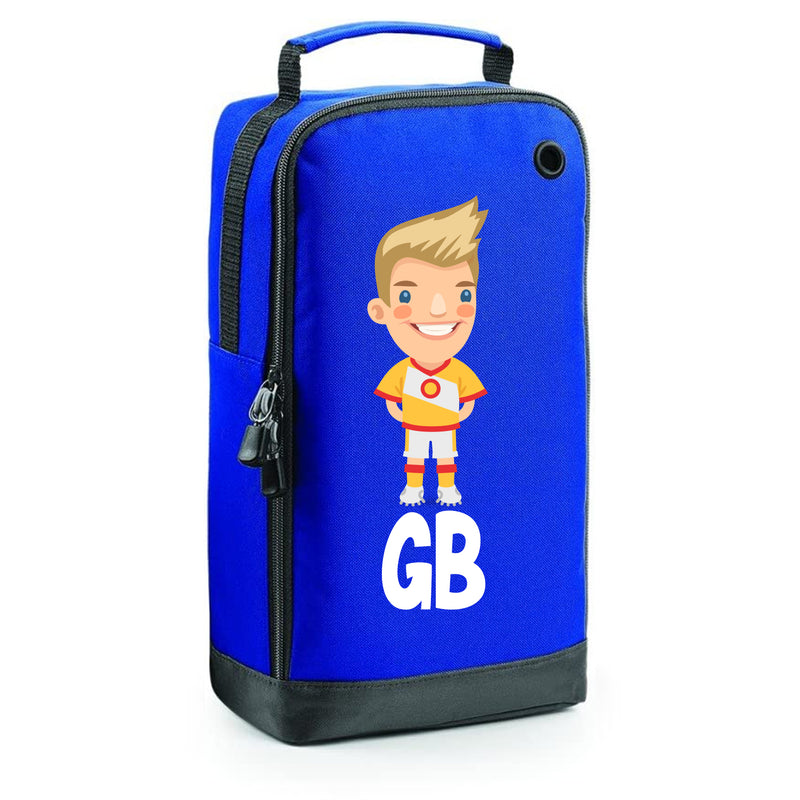 BG540 Personalised Boys Football Boot Bag Design 4 Blue