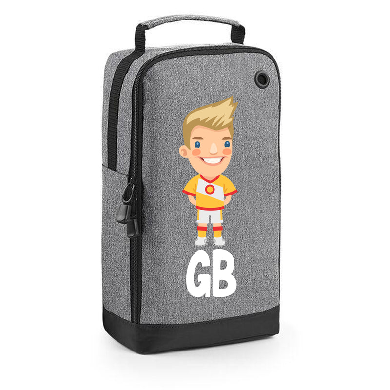 BG540 Personalised Boys Football Boot Bag Design 4 Grey