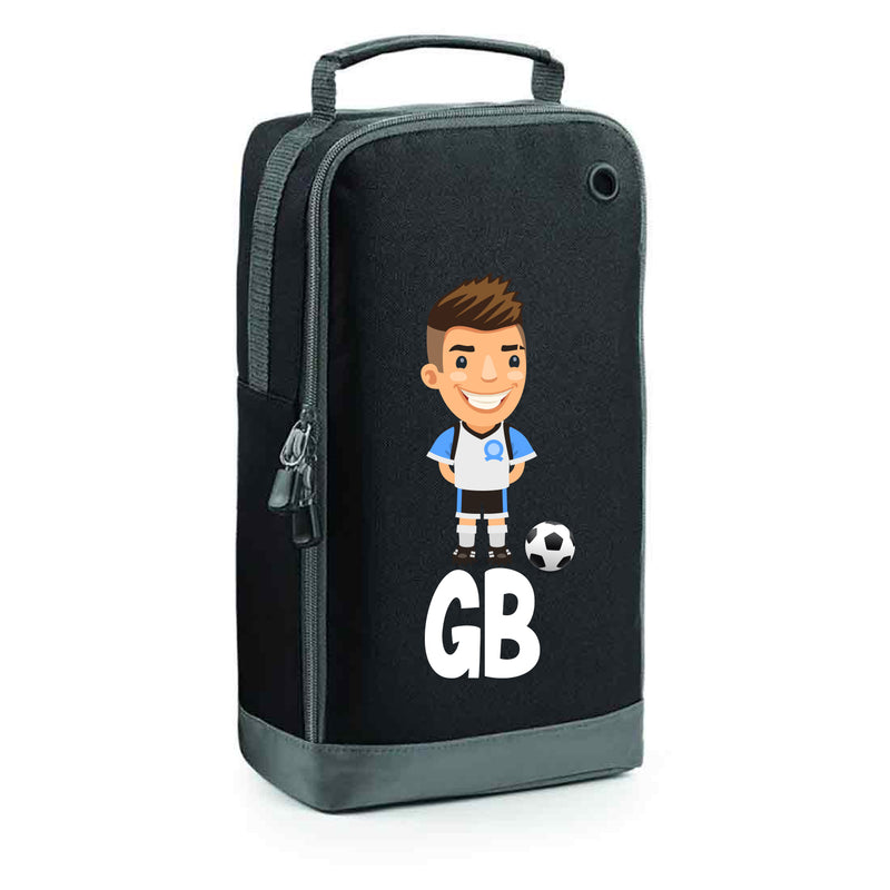 BG540 Personalised Boys Football Boot Bag Design 6 Black