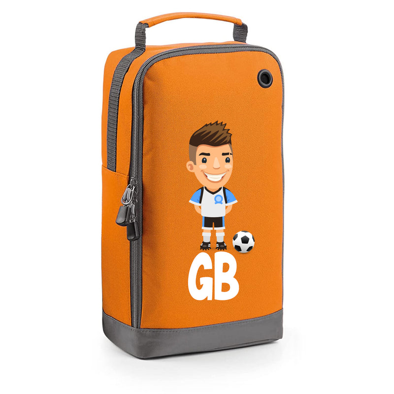 BG540 Personalised Boys Football Boot Bag Design 6 Orange