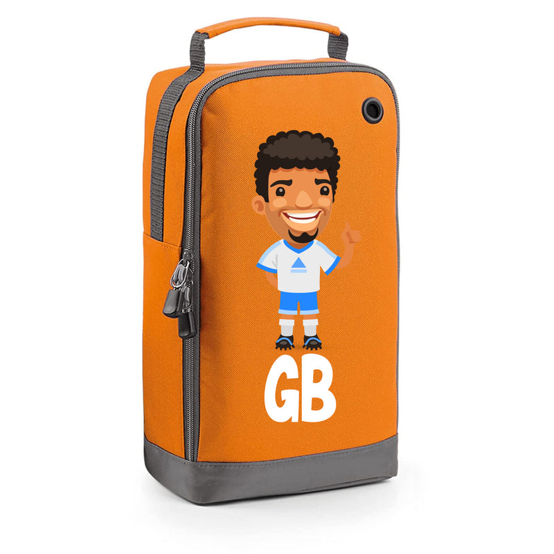 BG540 Personalised Boys Football Boot Bag Design 7 Orange