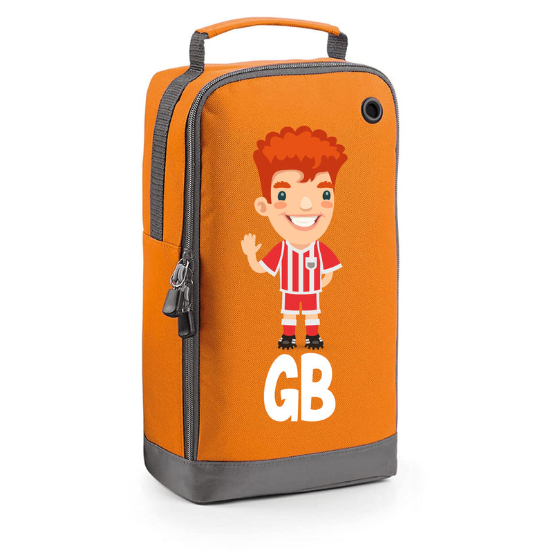 BG540 Personalised Boys Football Boot Bag Design 8 Orange